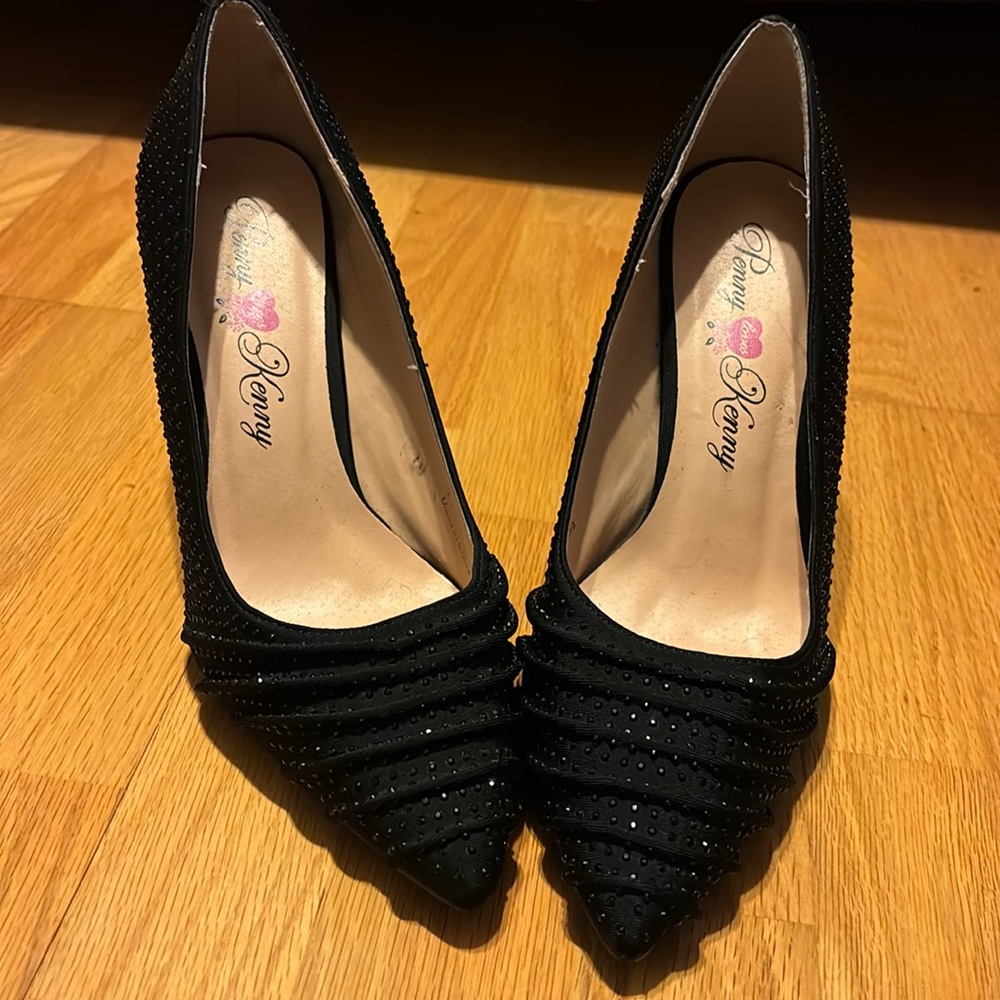 Black sparkly heels